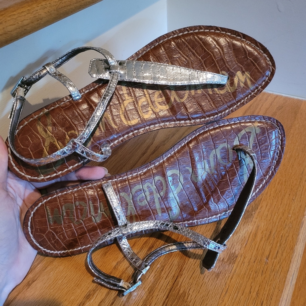 Sam Edelman Silver Leather Upper Sandals